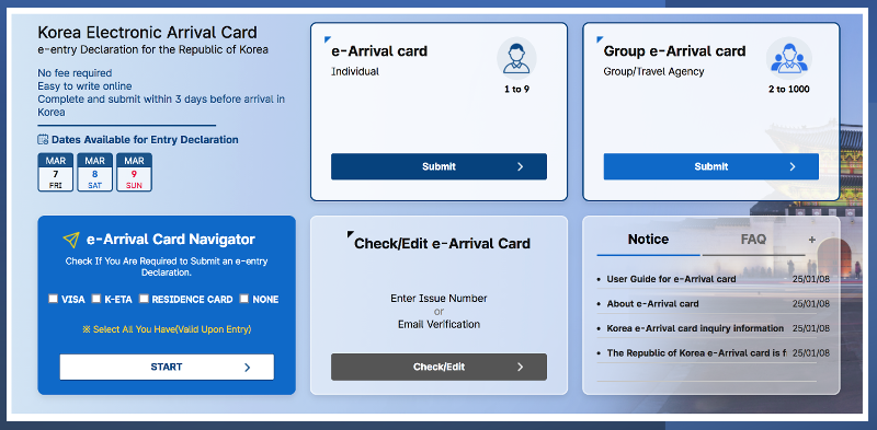 Petunjuk Pengisian e-Arrival Card Korea Selatan